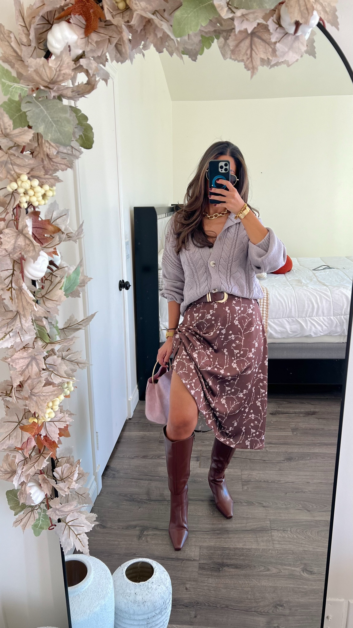 Casual sheet Thanksgiving idea with this floral skirt, I cinched it with a stitch gun to the side. Turned out so cute. Wearing size small 

#LTKSeasonal #LTKStyleTip #LTKFindsUnder50