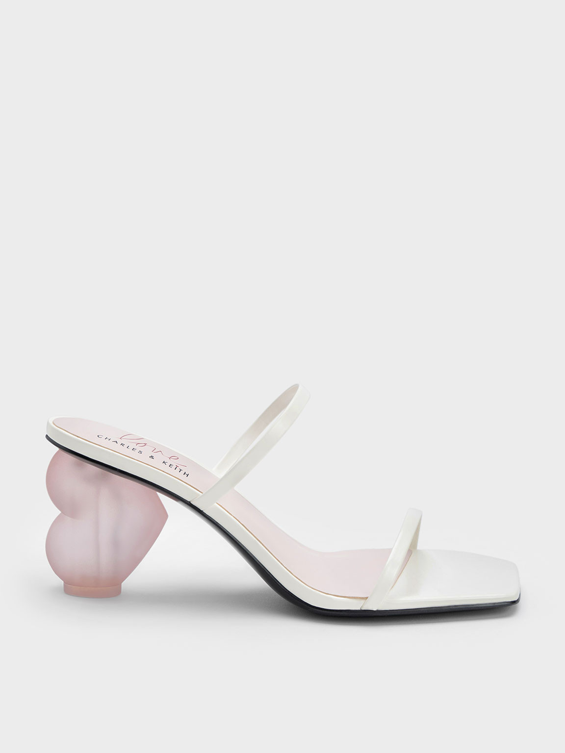 White Heart Heel Strappy Sandals | CHARLES & KEITH | Charles & Keith US