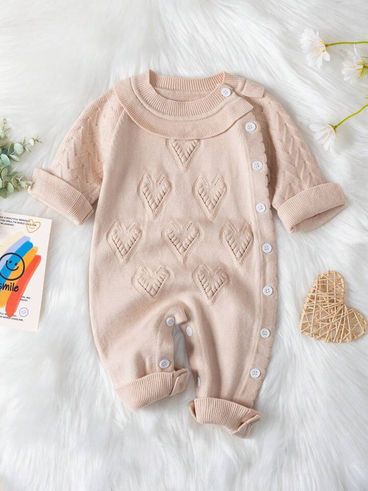 Infant Girls' Buttoned Diagonal Sweater Bodysuit With Knitted Pants | SHEIN