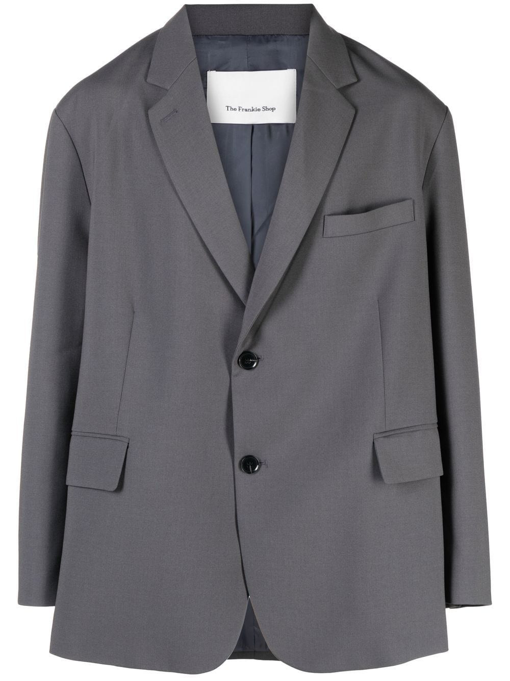 The Frankie Shop boxy single-breasted blazer - Grey | Farfetch Global