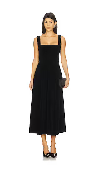 Cinthia Velvet Midi Dress in Black | Revolve Clothing (Global)