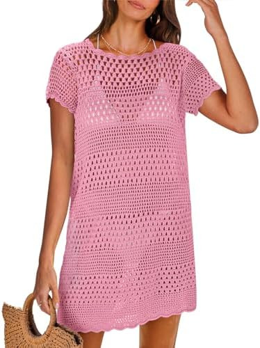 ANRABESS Swimsuit Cover Up for Women 2026 Crochet Bathing Suit Swimwear Mesh Knit Beach Dress Sum... | Amazon (US)