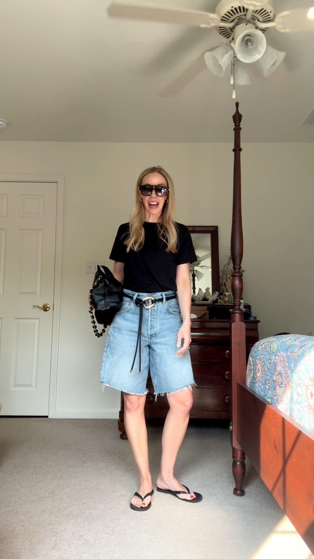 Black tee with denim bermuda shorts and leather thong sandals @Madewell

#LTKootd #LTKgrwm #LTKdayinmylife