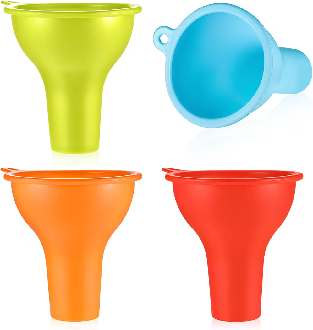 4 Pcs Silicone Funnels Wide Mouth Kitchen Funnel Flexible Funnel for Home Kitchen Bottles Cans Ja... | Amazon (US)