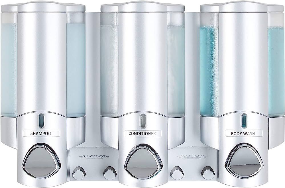 Better Living Products 76335-1 AVIVA 3 Chamber Wall Mount Soap and Shower Dispenser, Satin Silver... | Amazon (US)