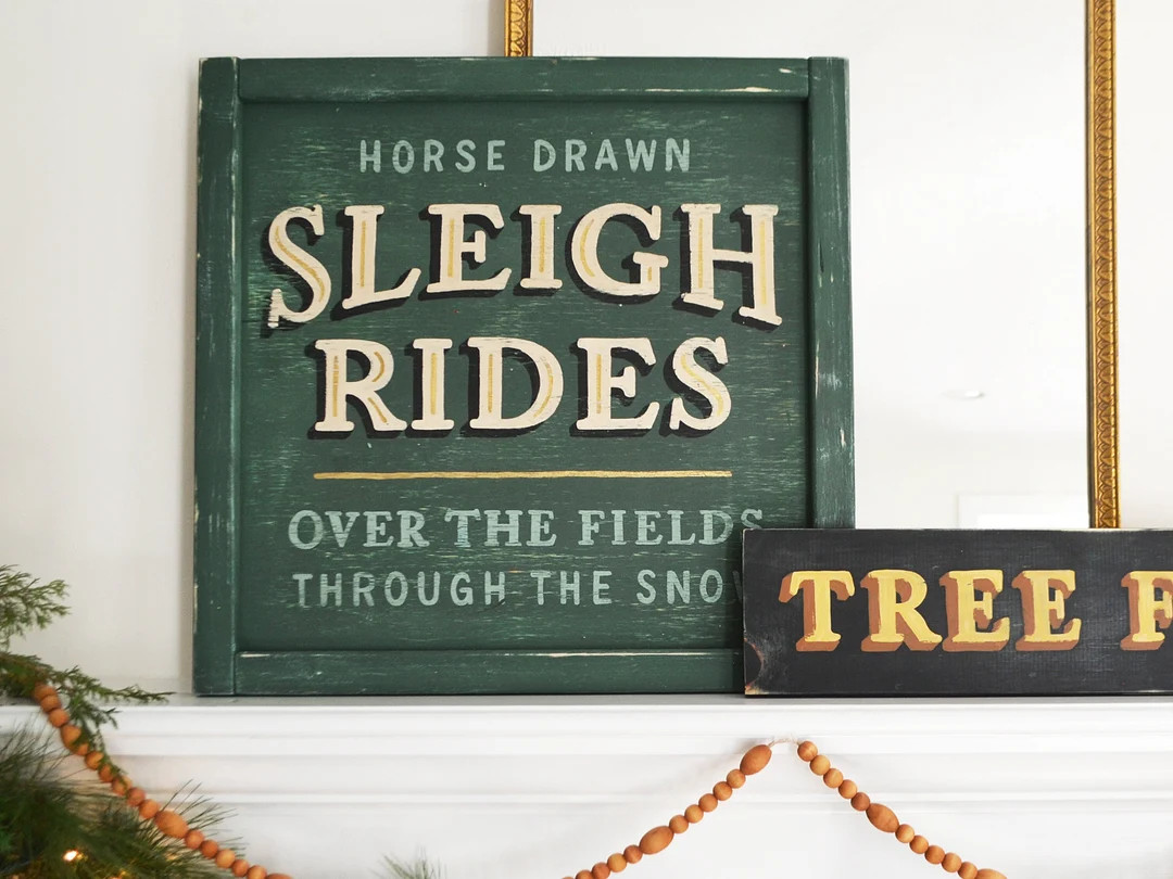 Sleigh Ride Sign Modern Farmhouse Christmas Decor Vintage - Etsy | Etsy (US)