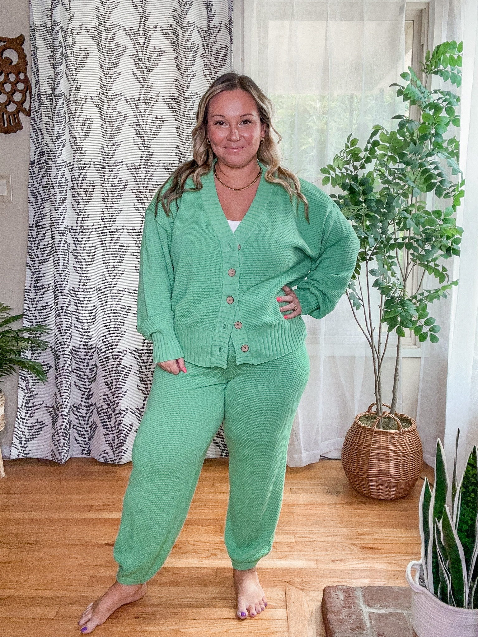 Free People lounge set 
Wearing size medium. Comes in lots of colors! 
Tank is a size large I love these for layering! 
Summer outfit, casual style, midsize outfit, travel outfit 

#LTKMidsize #LTKSeasonal #LTKOver40