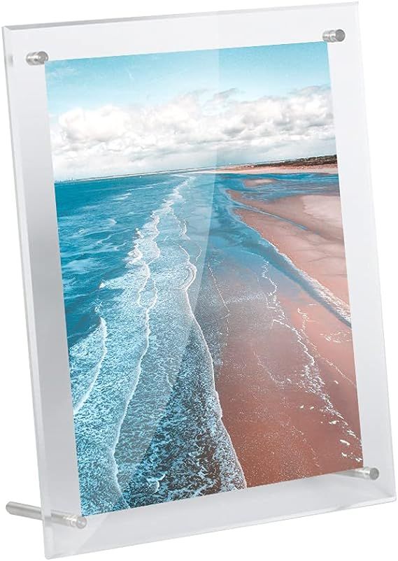 NC Super Clear Acrylic Picture Frame, Beveled Frameless Plexiglass, Photo with Standoff Photo Fra... | Amazon (US)