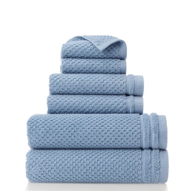 Gap Home Sculpted Organic Cotton 6 Piece Bath Towel Set Blue - Walmart.com | Walmart (US)