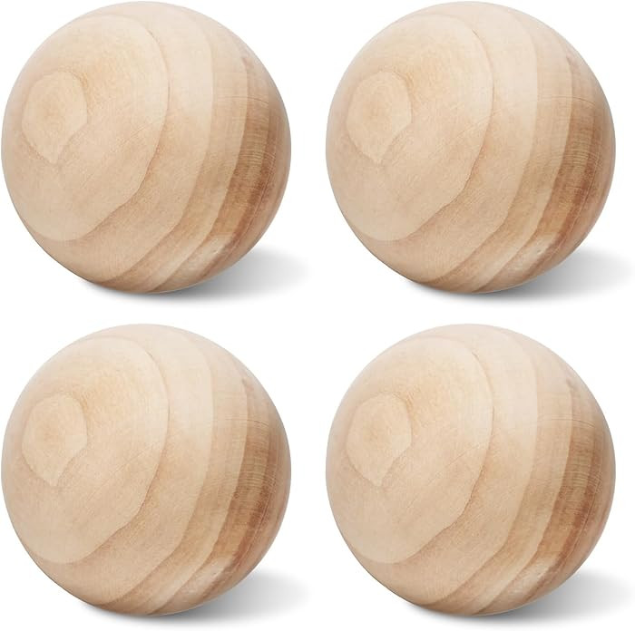 3 inch Wooden Balls, 4PCS Unfinished Round Wood Balls, 75mm Large Natural Wooden Balls for Crafts... | Amazon (US)