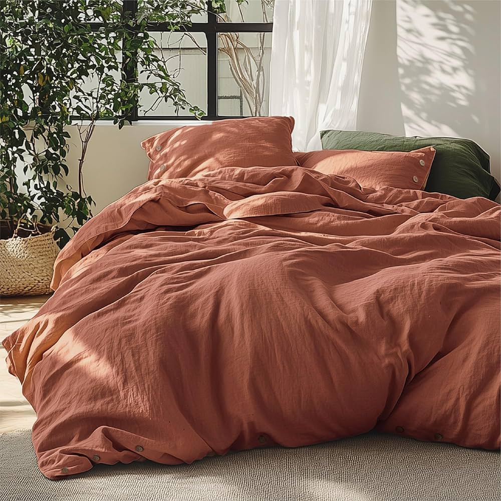 Bedsure Linen Duvet Cover Queen - Linen Cotton Blend Bedding Set, Soft & Cozy, 3 Pieces, 1 Duvet ... | Amazon (US)