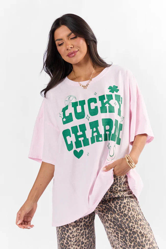 Lucky Charm Soft Pink Hyfve Oversized Graphic Tee | Pink Lily