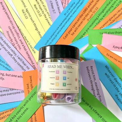 Bible Verses In Jar - Read Me When Bible Verses Gift Prayer Jar Scripture Jar Bible Jar Bible Verses Blessings Jar For Notes Color Coded Bible Christi | SHEIN
