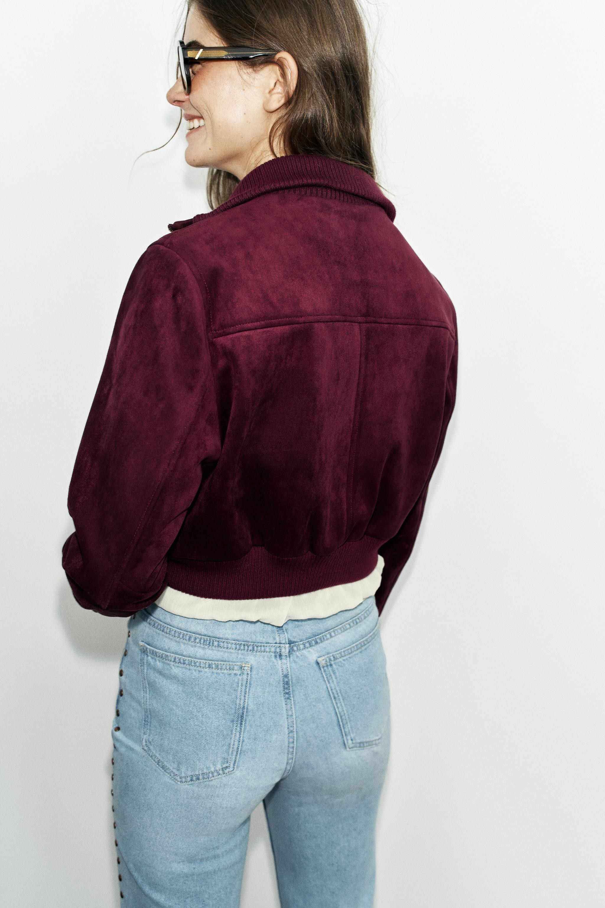 FAUX SUEDE HIGH-NECK JACKET | Zara US