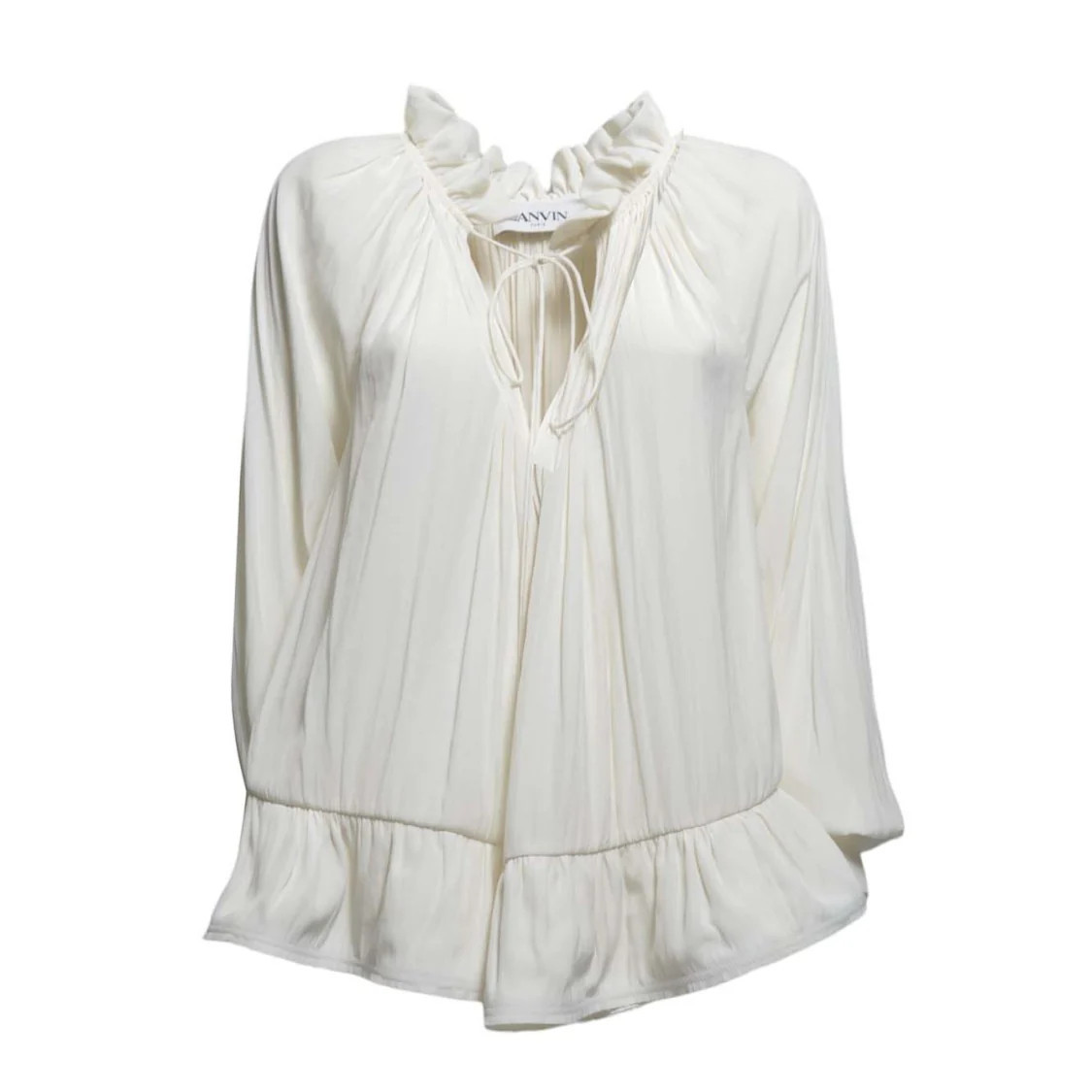 Cream Pleated Charmeuse Blouse | Shop Simon