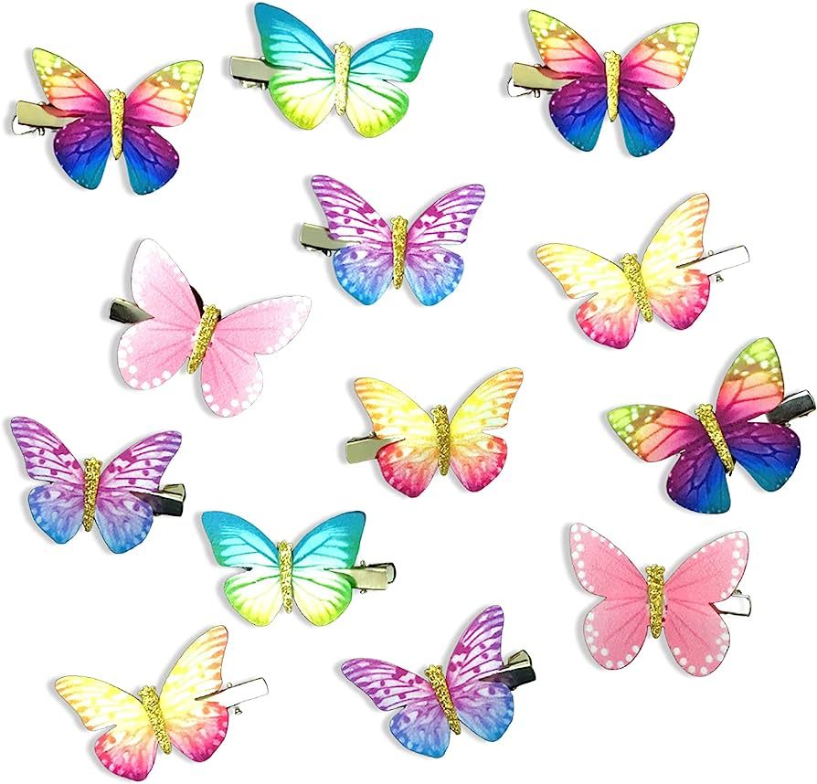 Mesmeriser Realistic Butterfly Clips Pack of 10 – 5 Assorted Matte Coloured Hair Clips for Girl... | Amazon (UK)