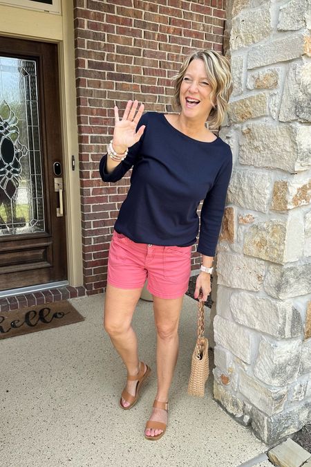 I’m 5’ 8” and wear size 10. Shirt is size L, Vacation outfit, travel outfit, summer outfit, over 40, casual style, 5 inch shorts #traveloutfit 

#LTKshoecrush #LTKstyletip #LTKtravel