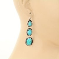 Gorgeous Turquoise Three Stone Drop Western Earrings/Stone Earrings/Dangle Earrings/Gifts For Her/We | Etsy (US)