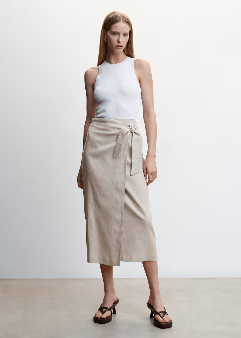 Linen-blend wrap skirt | MANGO (US)