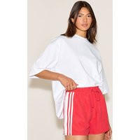 Red Peachskin Contrast Stripe Shorts | PrettyLittleThing US