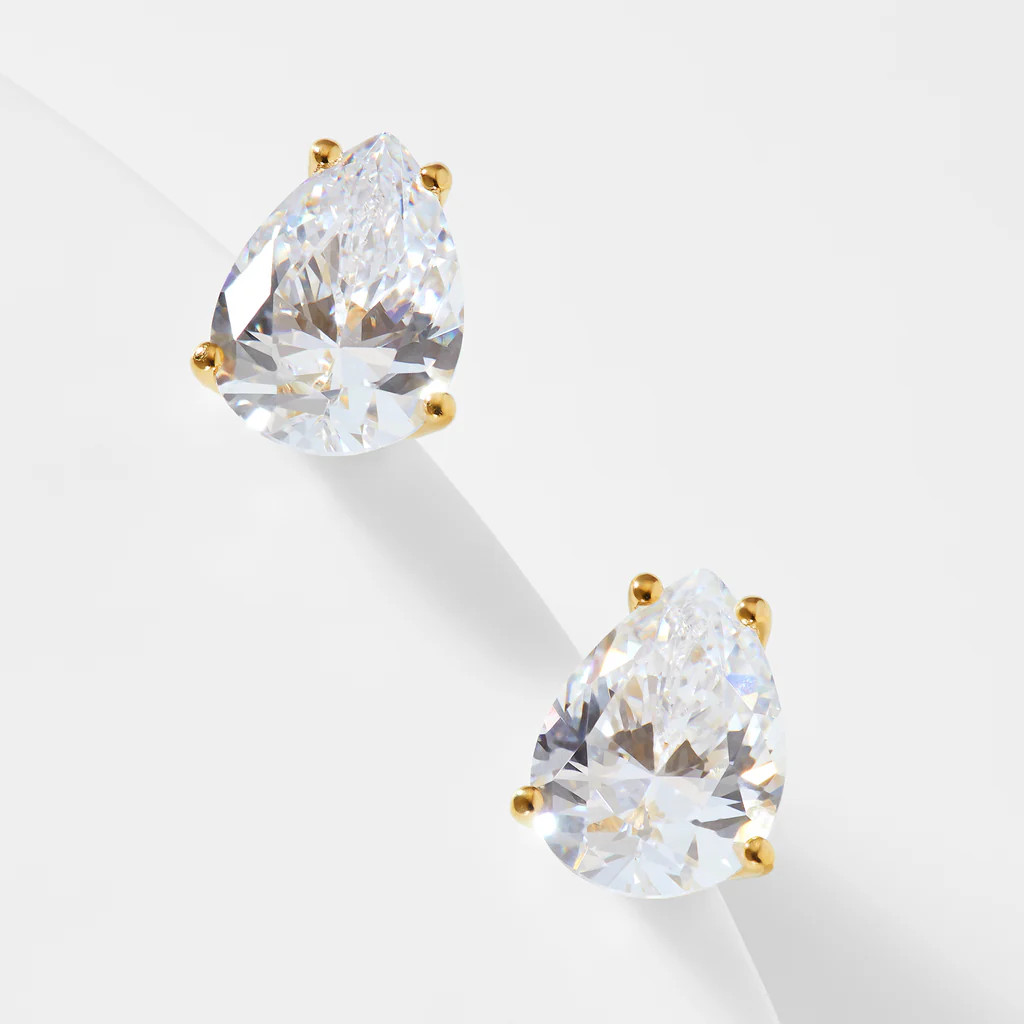 MODERN LOVE LARGE PEAR CZ STUD EARRINGS | NADRI