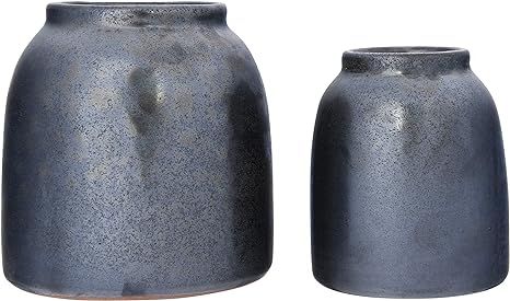 Creative Co-Op Round Terracotta Vases with Reactive Glaze Finish (Set of 2 Sizes/Each one Will Va... | Amazon (US)