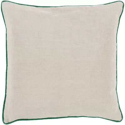 Franklin Bordered Linen Throw Pillow Size: 18", Color: Green, Filler: Polyester | Wayfair North America