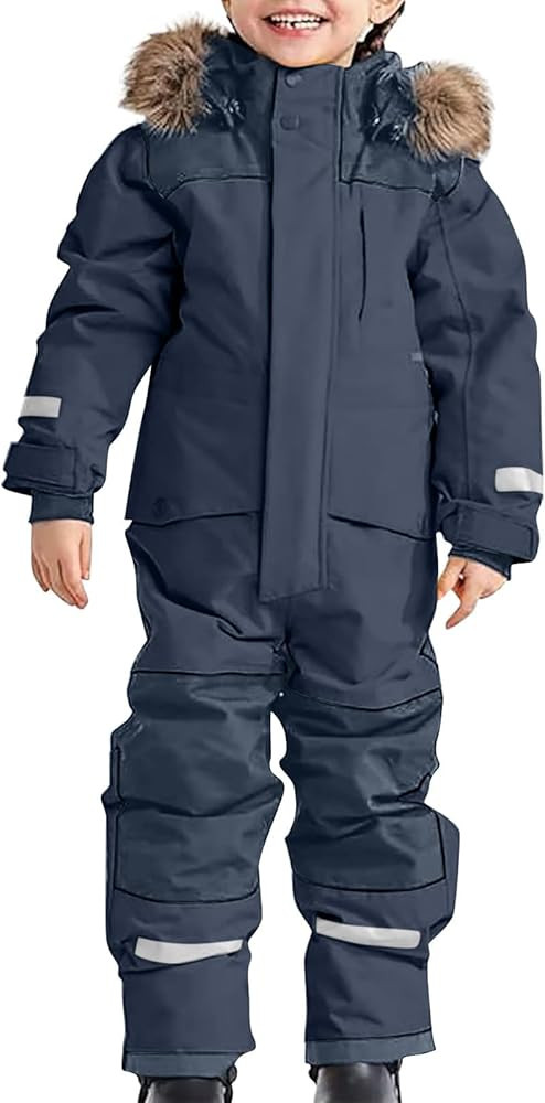 Snow Suit for Kids Insulated Snowsuit Boys Girls One Piece Snow Clothes Winter Outdoor Waterproof... | Amazon (US)