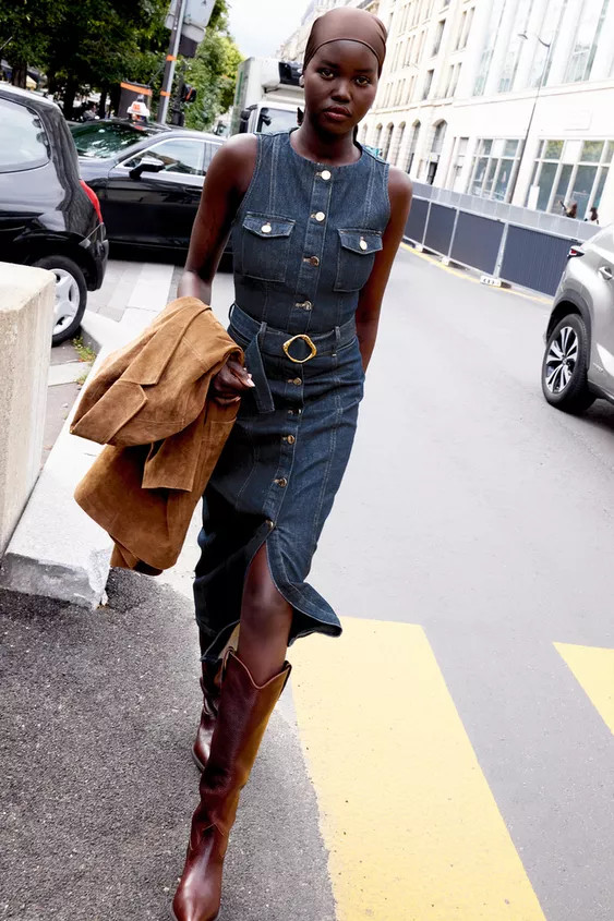 Z1975 BELTED DENIM DRESS | Zara US