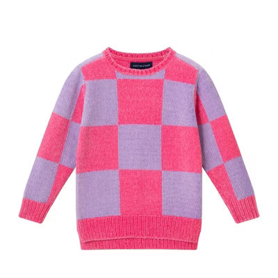 Andy & Evan Toddler  Checkered Sweater Pink, Size 5. | Target