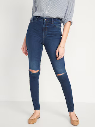 FitsYou 3-Sizes-in-1 Extra High-Waisted Rockstar Super-Skinny Ripped Jeans for Women | Old Navy (US)