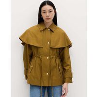 M&S Pure Cotton Waisted Collared Cape Coat Moss | Marks & Spencer (UK)
