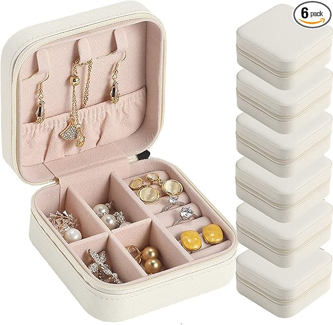 Travel Jewelry Case Bridesmaid Gifts Box,6 Pack Small Jewelry Box Mini Jewelry Organizer,PU Leath... | Amazon (US)