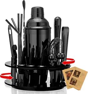 X-cosrack Bartender Kit: 19-Piece Black Cocktail Shaker Set with Rotating Stand,Stainless Steel B... | Amazon (US)