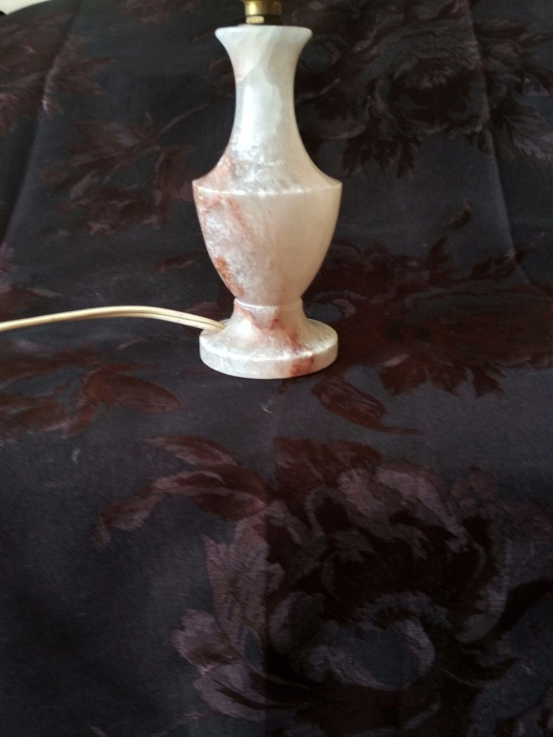 Small Marble Lamp Base Alabaster Lamp Vintage Table Lamp White Marbled Pink Bedside Lamp Art Deco... | Etsy (US)