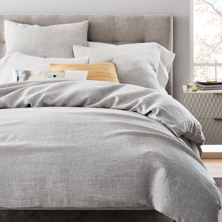Belgian Flax Linen Fiber Dyed Duvet Cover & Shams - Frost Gray | West Elm (US)