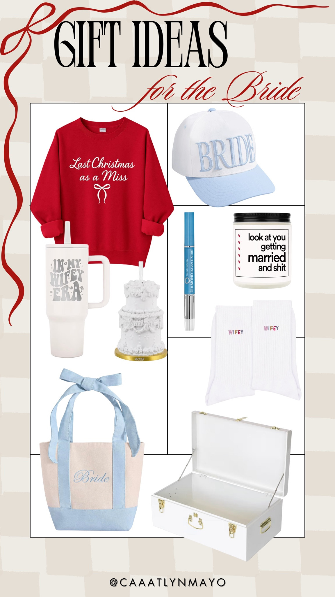 Holiday Gift Guide: Celebrate the bride-to-be with these charming gifts! From the cutest socks to her own wine tumbler, find the perfect something special. #bridalgifts #holiday #giftguide #bridetobe

#LTKGiftGuide #LTKWedding #LTKHoliday