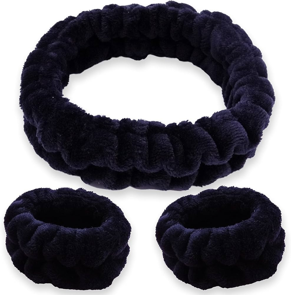 FROG SAC Puffy Spa Headband and Wristbands for Face Washing, Fuzzy Skincare Headbands for Women, ... | Amazon (US)