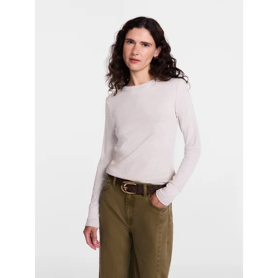Scenario Women's and Women's Plus Rib Tee with Long Sleeves, Sizes XS-4X | Walmart (US)