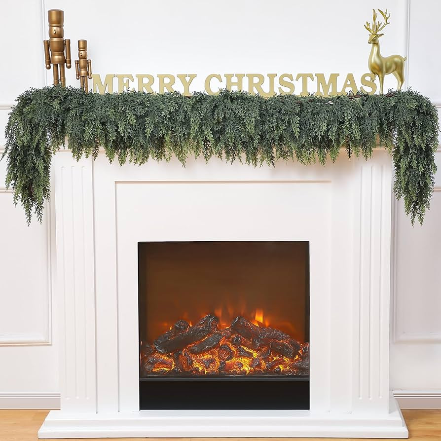 Waydress 1 Pcs 6 Feet Christmas Cedar Garland - Thick & Lush Realistic Artificial Green Faux Ceda... | Amazon (US)