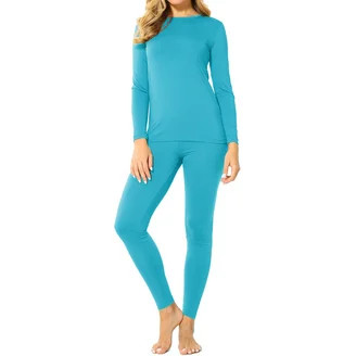 Women's Ultra-Soft Micro-Fleece Lined Thermal Base Layer Top & Legging Set, Off-White, 2XL | Walmart (US)