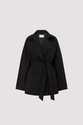 CAMERON BLACK MID LENGTH TRENCH COAT | DISSH
