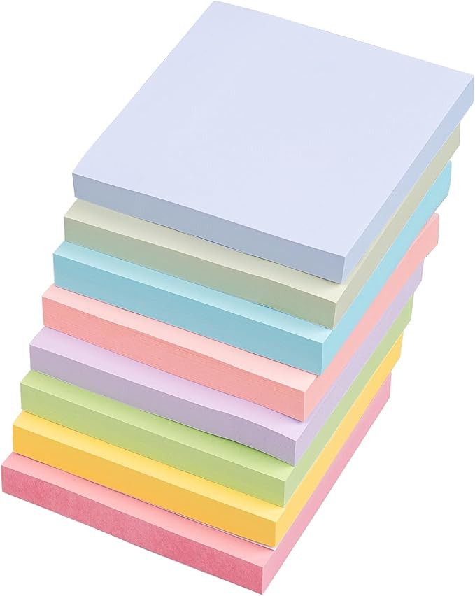 Sticky Notes 3x3 Inches, 8 Pads, 800 Sheets, 8 Color Sticky Note Pads, Premium Sticky Pads, Stick... | Amazon (US)