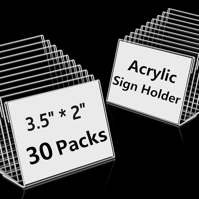 30 PCS Small Acrylic Sign Holder 3.5" x 2", Mini Acrylic Food Sign Labels for Party Buffet, Retai... | Amazon (US)