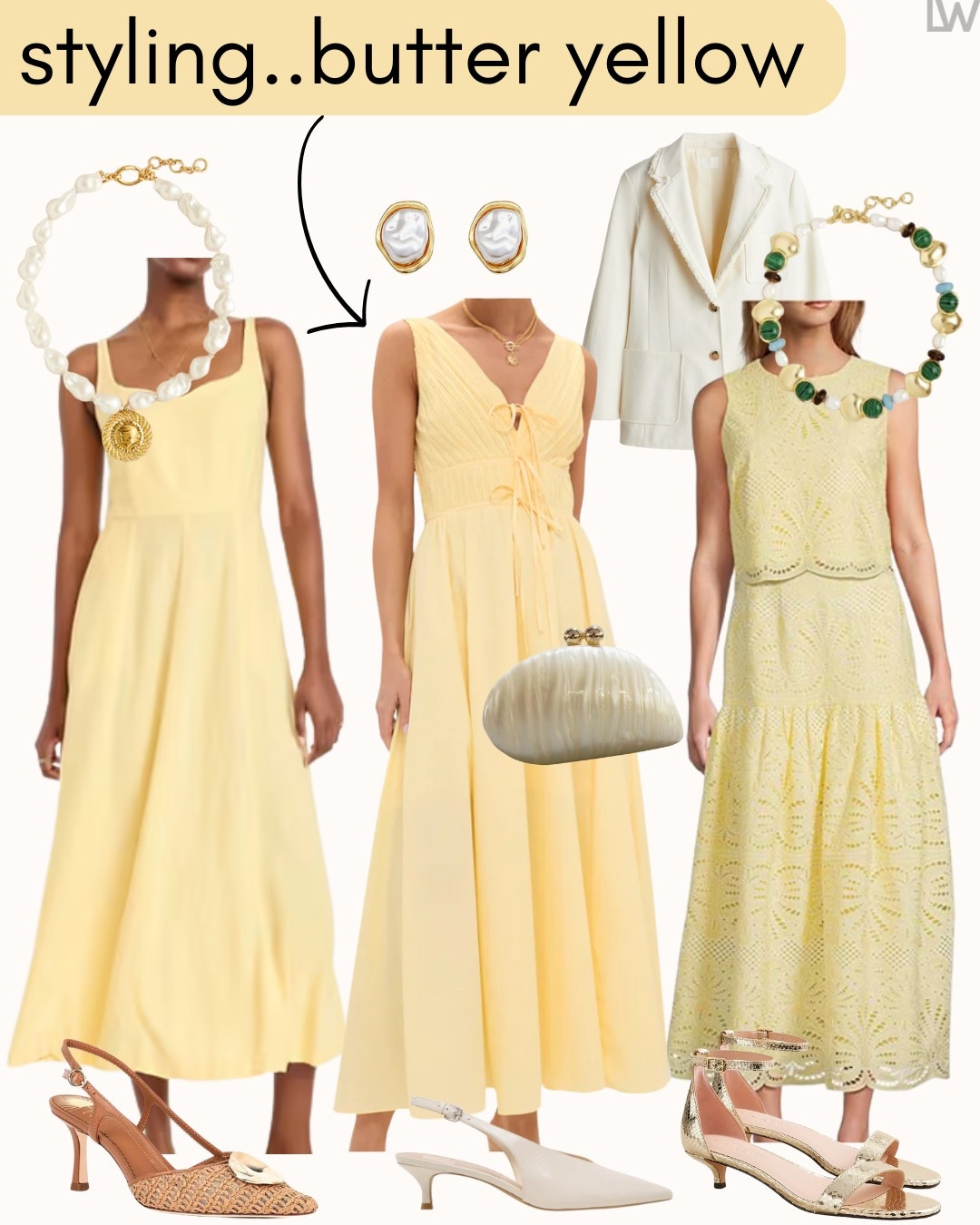 One of the hottest spring colors… butter yellow 💛 so easy to style and I love how it’s just a solid color that packs a big punch! Super cute dresses in this hot hue 