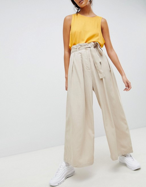 Weekday Paperbag Waist Wide Leg Pants | ASOS US