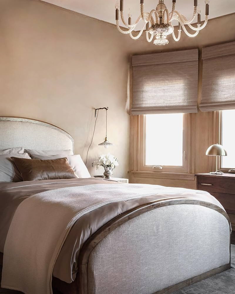 TWOPAGES Natural Custom Made Cordless Ramie Roman Shade Light Filtering Privacy Shade Roman Blind... | Amazon (US)