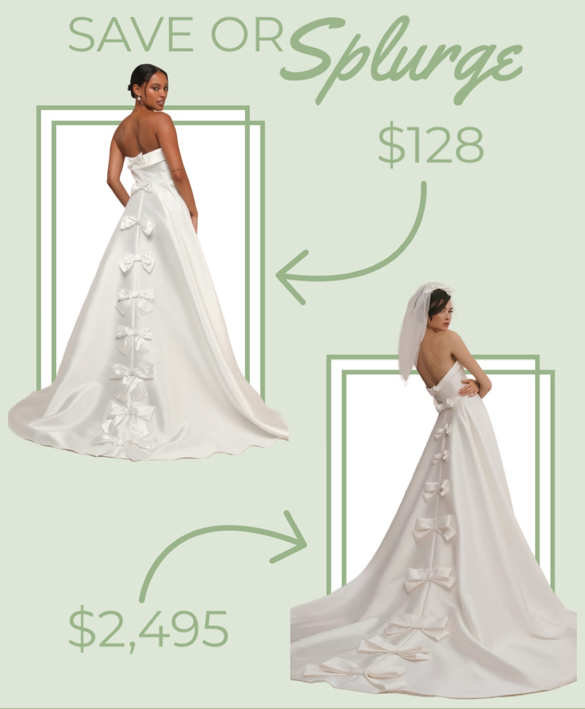 Save or splurge on this bow wedding gown for the bride to be  

#LTKWedding