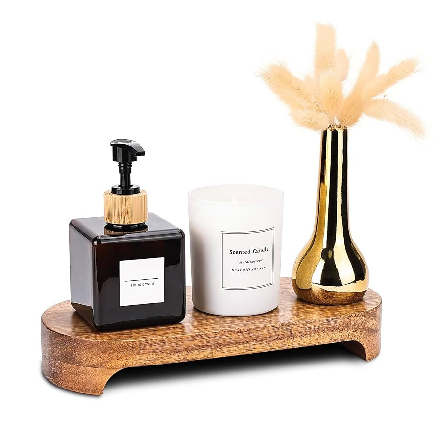 Acacia Wood Risers for Decor Display, Bathroom Counter Decorative Tray, Soap Dish Risers, Pedesta... | Amazon (US)