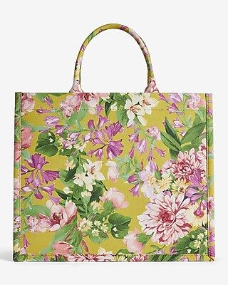 Yellow Floral Printed Tote Bag | Express